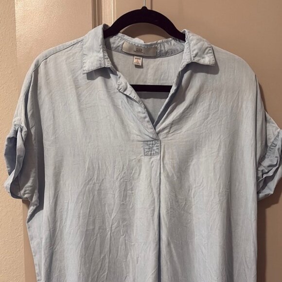Thread & Supply Light Blue Collared 100% lyocell shirt Dress sz M - Picture 4 of 7